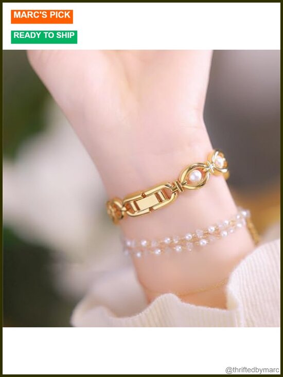 Elegant Pearl Dress Watch with Natural Pearls Quartz Movement Stainless Steel main image 5